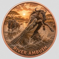 Pièce de monnaie en cuivre pur 999 de 1 oz, Série Animaux de la Savane Africaine, Domination de la Prairie, Couleur en relief, Édition UV Préférée