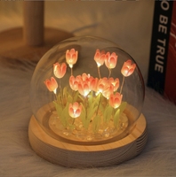 Vente en gros DIY populaire lampe de tulipe 9/10/13/16/20 lampe de décoration de fleurs de tulipes cristal clair dôme en verre lampe de tulipe à led artisanale
