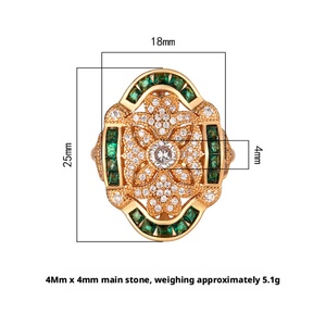 Dainty Jewelry Eco-friendly Copper Micro Pave Emerald Green Zircon Vintage Statement Rose Gold Plated <b>Ring</b> for Women - Product Image 2