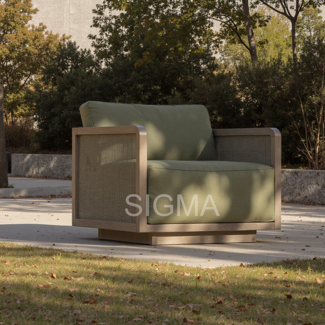 Wholesale Luxury Outdoor Living Room Furniture Waterproof Fabric Sofa Set Wooden Frame for Patio Garden Courtyard Farmhouse