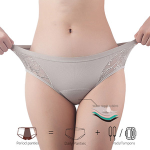 Taglia europea americana biancheria intima fisiologica a prova di perdite di pizzo a vita bassa per donne biancheria intima mestruale a triplo strato - Product Image 1
