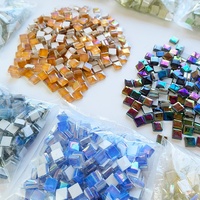 1000g 1cm Ubin Mosaik Kaca Kristal Warna-warni untuk Kerajinan DIY Tatakan Gelas Vas Lampu, Grosir 1100pcs Ubin Mosaik untuk Kerajinan