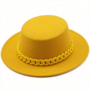 Chapeau Fedora Unisexe en Feutre à Large Bord avec Chaîne – Prix Abordable, En Stock, Idéal pour l'Extérieur - Product Image 3