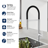 Robinet d'eau pour évier, tuyau Flexible chromé, robinet de cuisine monté sur le pont