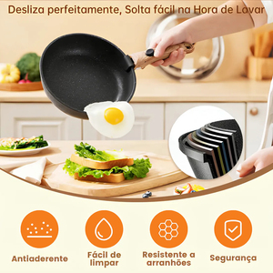 21-Piece Non-Stick Cookware Set With Detachable Wooden Handles Glass Lids <b>Induction</b> Compatible Pots <b>Pans</b> Utensils - Product Image 6