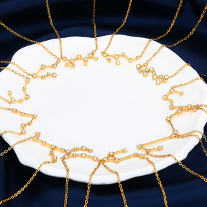 Collar con Colgante de Horóscopo de Acero Inoxidable Chapado en Oro de 18k, Joyería Zodiacal de Moda, Regalo de Cumpleaños con Cristal para Chicas - Product Image 1