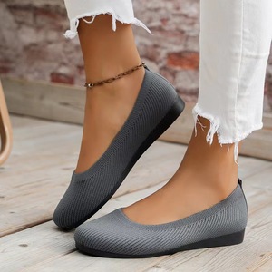 Women's Summer Work Flats Slip-On PU Midsole Breathable Material <b>Plus</b> <b>Size</b> High Heel Toe Fly Weave Soft Feature for Autumn - Product Image 2