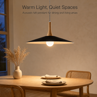 Lustre suspendu de luxe de taille moyenne en feutre PET gris avec LED blanc chaud (3500K), Ra90, AC 85-265V, pour la maison et le bureau, garantie 5 ans