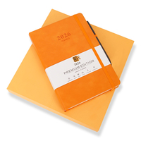 Ensemble de carnets en cuir PU A5 avec logo personnalisé, couverture rigide, journal d'écriture pour l'école et le bureau, orange, pour étudiants