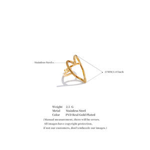 JINYOU 3449 oro placcato PVD in metallo resistente appannamento gioielli popolari 2025 minimalista in acciaio inossidabile anello cavo regolabile a cuore - Product Image 6