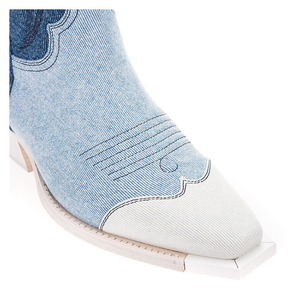 Stivali Western Cowgirl Cowboy stivali alti al ginocchio stivali di marca famosi da <span class=keywords><strong>donna</strong></span> di design <span class=keywords><strong>blu</strong></span> di alta qualità - Product Image 3