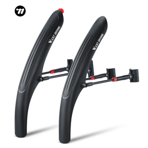 WEST BIKING Guardabarros de desmontaje rápido con luces traseras Guardabarros de bicicleta Mtb Guardabarros trasero delantero de bicicleta ajustable de 26-29 pulgadas - Product Image 1