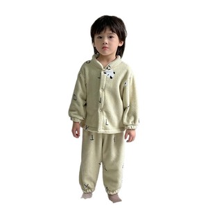 Pijamas de Forro Polar Coral con Mangas Abullonadas para Niñas y Niños, Diseño Lindo para Otoño/<span class=keywords><strong>Invierno</strong></span>, Conjunto Combinado, Ropa de Estar por Casa que Mantiene el Calor - Product Image 5