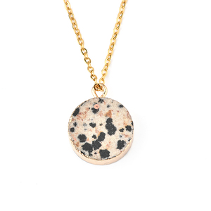 <span class=keywords><strong>Pendentif</strong></span> rond en pierres <span class=keywords><strong>semi</strong></span>-précieuses naturelles, avec <span class=keywords><strong>pendentif</strong></span> rond en acier inoxydable, collier en or véritable 18k, prix d'usine - Product Image 2
