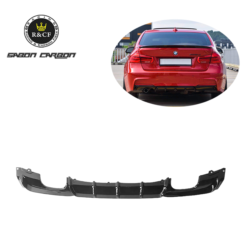 Rear Bumper Diffuser In Carbon Style For BMW F30 320i 328i 335i 2012-2018 – Painted Black, Sport Version Only