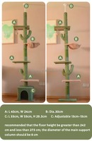 Arbre à chat d'intérieur moderne, écologique, haut de gamme, en bois, avec tour pour chat, hauteur réglable, condo pour chat, griffoir en sisal, grand modèle au sol