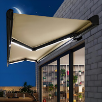 Auvent de porte roulante en aluminium rétractable automatique d'extérieur avec pare-soleil motorisé pour balcon Auvent avec voile en acrylique