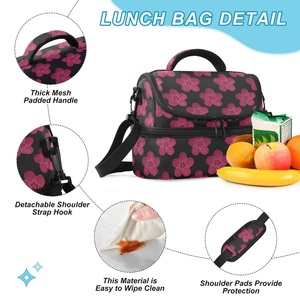 Hawaiian Hau Flower Design Double Layer Custom Print Cooler Shoulder <b>Bag</b> Aluminum Foil Insulated Polyester <b>Lunch</b> <b>Bag</b> with Flap - Product Image 4