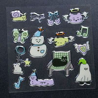 Pegatinas 3D de Resina Epoxi con Dibujos Animados, Pegatinas Decorativas Autoadhesivas de Animales y Fantasmas Kawaii para Fundas de Teléfono y Álbumes de Recortes