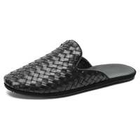 Chaussons tendance pour hommes à bout fermé, en cuir véritable tressé à la main, décontractés, absorbants la transpiration, respirants, antidérapants, style décontracté
