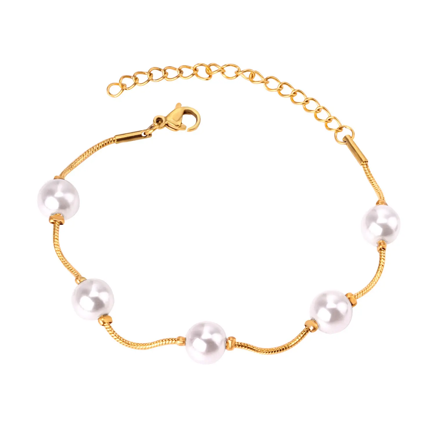 Nueva moda perla Cadena de acero inoxidable pulseras de mujer fabricantes directos accesorios de joyería al por mayor