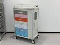 Carro de acero para vías respiratorias estrechas con 7 cajones de colores, gabinete para endoscopios con cerradura, frenos silenciosos y ruedas, carro de anestesia para UCI o uso general