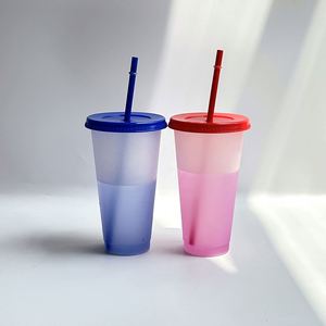 Gobelet 710 ml écologique style nordique, thermosensible, à couche unique, avec paille et couvercle en PP, imprimé sérigraphié, cadeau promotionnel - Product Image 3