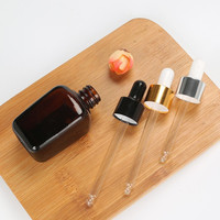Forme carrée 10ml 20ml 30ml 50ml 100ml bouteille d'huile essentielle en verre brun ambré avec compte-gouttes