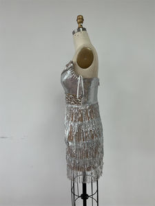 En kaliteli el boncuk ünlü akşam Mini seksi balo parti pist elbise - Product Image 4