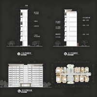 Conception architecturale de villa moderne sur mesure, plan de maison de style européen avec fenêtres panoramiques et espace de vie