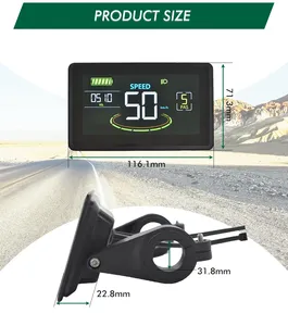 Hình Ảnh Mới V20 <span class=keywords><strong>Ebike</strong></span> H6C Đầy Màu Sắc <span class=keywords><strong>LCD</strong></span> Đồng Hồ Tốc Độ Hiển Thị Meter 24V-60V Với USB UART Cho Xe Đạp Điện (5pin) Với Switch & Mã - Product Image 5