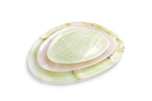 Hot Selling Special Onyx Cake Dessert Plates Marble Tray Plates Platters Serveware Set Solid Pink Green Onyx Marble Hand-carved