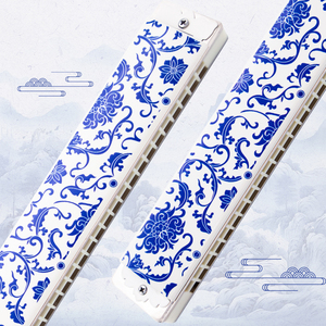 Armónica Polifónica de 24 Orificios Kongsheng Azul y Blanca en Clave de C, Profesional para Adultos, Duradera y Ecológica 2410PS - Product Image 1