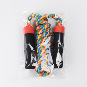Rainbow Thickened Jump Rope With Plastic <b>Handle</b> <b>Sponge</b> Braiding For Fitness And Body Shaping 2.1 Meters Unisex - Product Image 2
