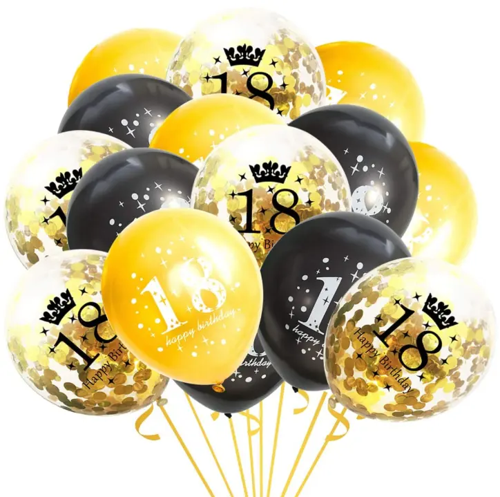 Personalizzato nero rosa oro felice 18 ° compleanno numero stampato elio palloncino in lattice set per bambini adulti festa di compleanno forniture di arredamento