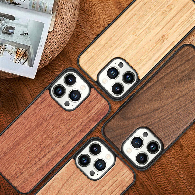 Laser Engravable Bamboo Wood Phone Case for iphone 16 15 14 13 12 11 Pro X Xs Max 8 7 Plus