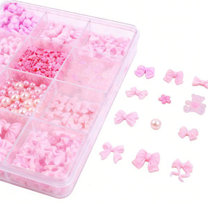 12 Grilles de Breloques pour Ongles Nœuds Roses, Nœuds en Résine 3D à Dos Plat, Décoration d'Ongles <span class=keywords><strong>avec</strong></span> <span class=keywords><strong>Strass</strong></span> pour Accessoires de Manucure DIY - Product Image 3