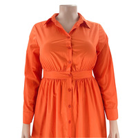 2022 nuevo producto más vendido moda de talla grande vestidos de mujer Color sólido solapa de un solo pecho Vestido camisero de manga larga