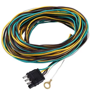 H10323 4 Wire 4-Flat Trailer Light Wiring Harness Extension Kit 4-Way Plug 4 Pin Male & Female Extension Connector & Wishbone
