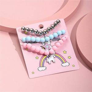 3pcs/set Fashion Hot Selling <b>Sweet</b> Popular Children's Jewelry Candy Color Beaded Hand Jewelry Unicorn <b>Bracelet</b> for Girls - Product Image 6