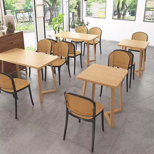 Nordic Style Rattan <strong>Garden</strong> Chairs Restaurant Dining Leisure Plastic Backrest Milk Tea Restaurant Dining Chair <strong>Table</strong> Set - Product Image 2