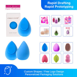 Esponja de licuadora de maquillaje suave azul de silicona biselada, embalaje de belleza personalizado, alta calidad para tiendas minoristas - Product Image 2