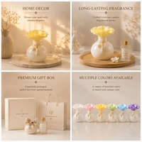 Diffuseur de parfum en céramique avec fleurs et bâtonnets, recharge d'huile parfumée, fabrication OEM/ODM directe usine, ensemble cadeau de parfum d'intérieur entièrement personnalisable