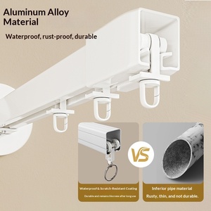 Moderna Tenda da Doccia Angolare per Vasca da Bagno in Lega di Alluminio, Curva, Multifunzionale, Senza Foratura, Estensibile e Telescopica - Product Image 3