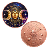 Moneda de Cobre Puro 999 al por Mayor, 1oz, Moneda Conmemorativa de Cobre con Diseño de Luna, Sol, Estrella y Galaxia, para Regalo