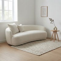 Ensemble de canapés en bouclette blanche, style minimaliste moderne, courbé, confortable et moelleux, pour salon, rembourré en mousse et plumes, canapé arqué