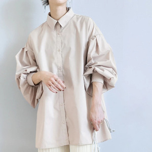 Nouvelle <span class=keywords><strong>Blouse</strong></span> Femme Printemps-Automne Tendance Coupe Ample Manches Longues Lanternes Chemise Décontractée Chic Couleur Unie - Product Image 2