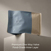 Sachet refermable personnalisé avec valve, fermeture éclair, à fond plat, scellé sur 8 côtés, avec logo personnalisé pour l'emballage de thé, café, collations, produits alimentaires