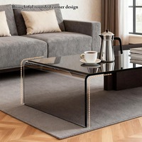 Ensemble de tables basses de luxe italien moderne en bois avec plateau en verre, forme rectangulaire, design décoratif pour salon - Multifonctionnel pour la maison