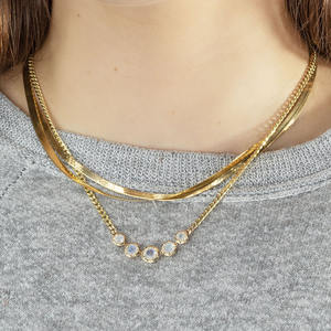 Gemnel oro vermeil 925 argento sterling pietra di luna collana a maglie graduali collane a catena cubana - Product Image 4